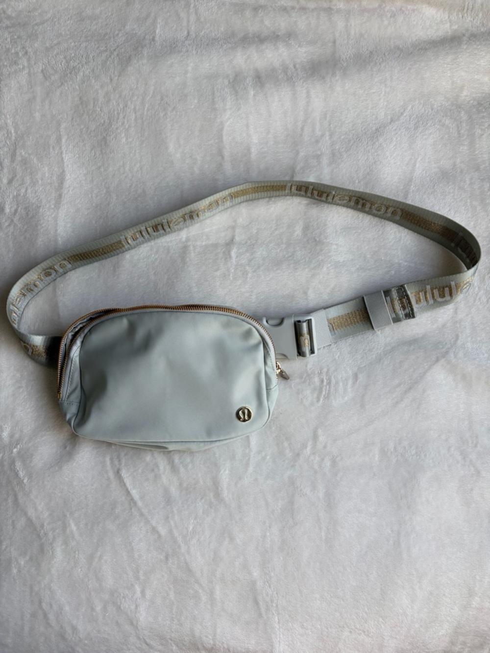 Lululemon Light Mint/Gray Belt Bag with Gold Accents